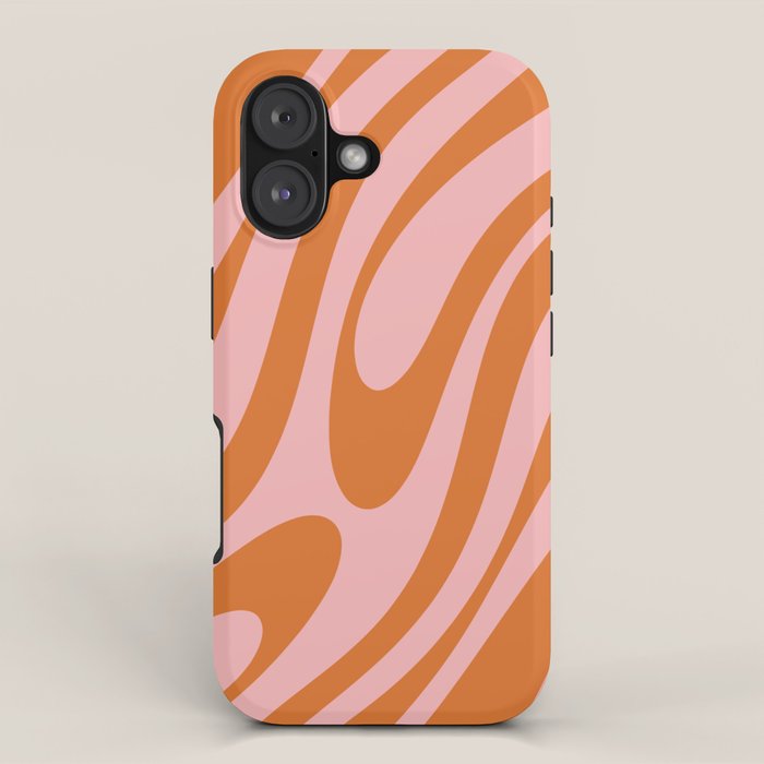 Wavy Loops Retro Abstract Pattern Pink Orange iPhone Case Gallery Image 1