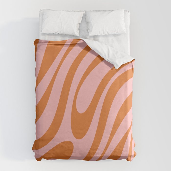 Wavy Loops Retro Abstract Pattern Pink Orange Duvet Cover Gallery Image 6