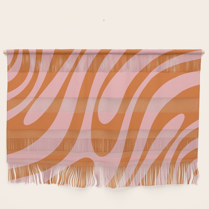 Wavy Loops Retro Abstract Pattern Pink Orange Wall Hanging Gallery Image 1