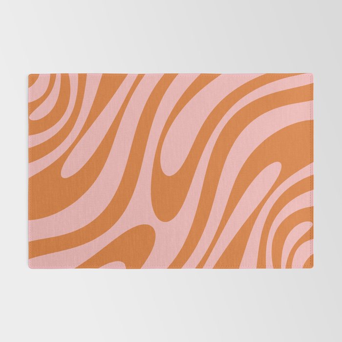 Wavy Loops Retro Abstract Pattern Pink Orange Rug Gallery Image 2