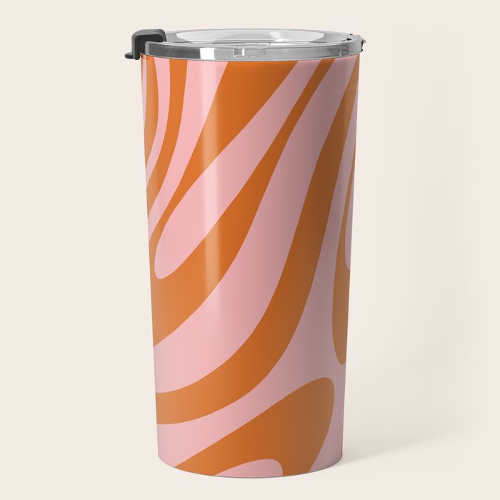 Wavy Loops Retro Abstract Pattern Pink Orange Travel Mug Gallery Image 3