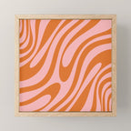 Wavy Loops Retro Abstract Pattern Pink Orange Mini Art Print Gallery Image 1