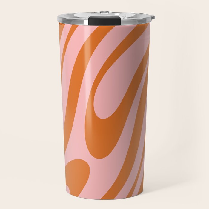 Wavy Loops Retro Abstract Pattern Pink Orange Travel Mug Gallery Image 1