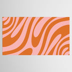 Wavy Loops Retro Abstract Pattern Pink Orange Tablecloth Gallery Image 2