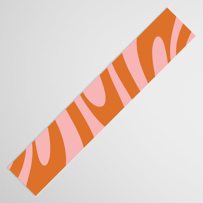 Wavy Loops Retro Abstract Pattern Pink Orange Table Runner Gallery Image 3