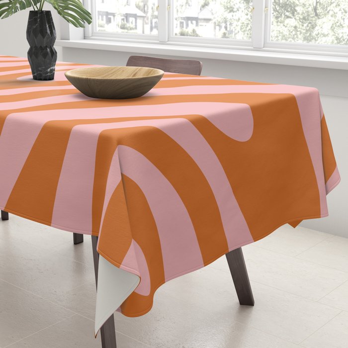Wavy Loops Retro Abstract Pattern Pink Orange Tablecloth Gallery Image 3