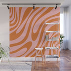 Wavy Loops Retro Abstract Pattern Pink Orange Wall Mural Gallery Image 1