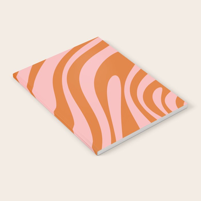 Wavy Loops Retro Abstract Pattern Pink Orange Notebook Gallery Image 2