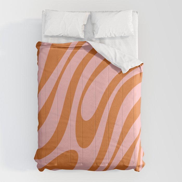 Wavy Loops Retro Abstract Pattern Pink Orange Comforter Gallery Image 6