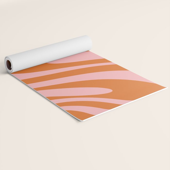 Wavy Loops Retro Abstract Pattern Pink Orange Yoga Mat Gallery Image 2
