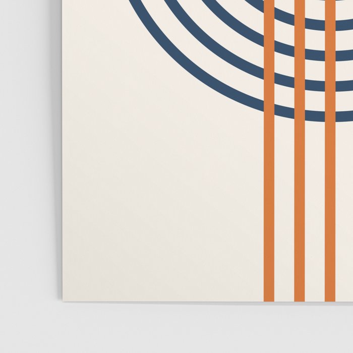 Geometric Lines Rainbow Abstract 5.1 in Navy Blue and Orange Poster Gallery Image 3