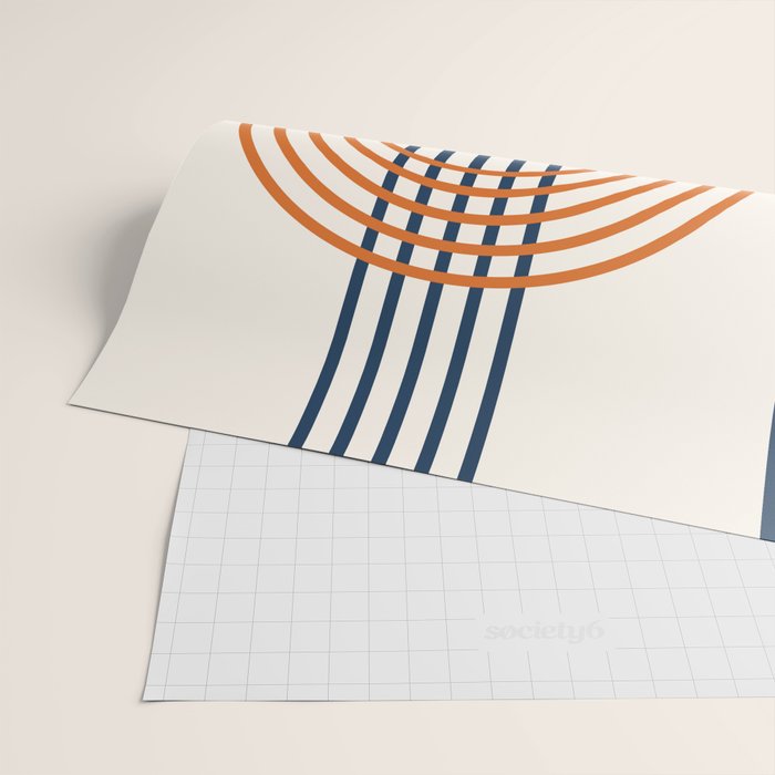 Geometric Lines Rainbow Abstract 5.1 in Navy Blue and Orange Wrapping Paper Gallery Image 2