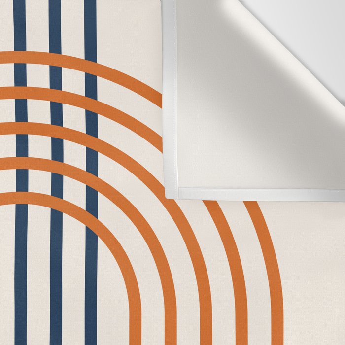 Geometric Lines Rainbow Abstract 5.1 in Navy Blue and Orange Wall Tapestry Gallery Image 3