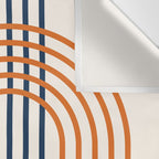 Geometric Lines Rainbow Abstract 5.1 in Navy Blue and Orange Wall Tapestry Gallery Image 3