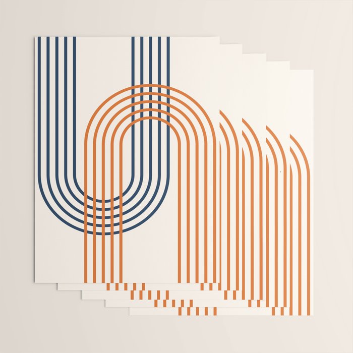 Geometric Lines Rainbow Abstract 5.1 in Navy Blue and Orange Wrapping Paper Gallery Image 3