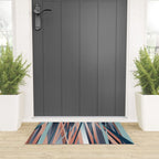 Stripes Abstract, Navy, Teal, Coral Pink Welcome Mat Gallery Image 3