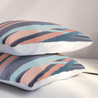 Stripes Abstract, Navy, Teal, Coral Pink Pillow Sham Gallery Image 3