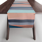 Stripes Abstract, Navy, Teal, Coral Pink Table Runner Gallery Image 1