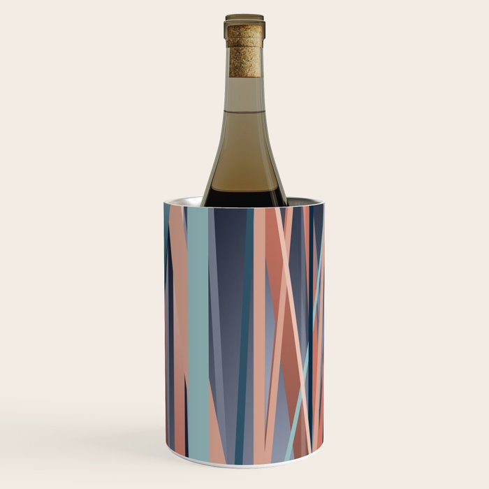 Stripes Abstract, Navy, Teal, Coral Pink Wine Chiller Gallery Image 2