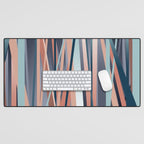 Stripes Abstract, Navy, Teal, Coral Pink Desk Mat Gallery Image 1