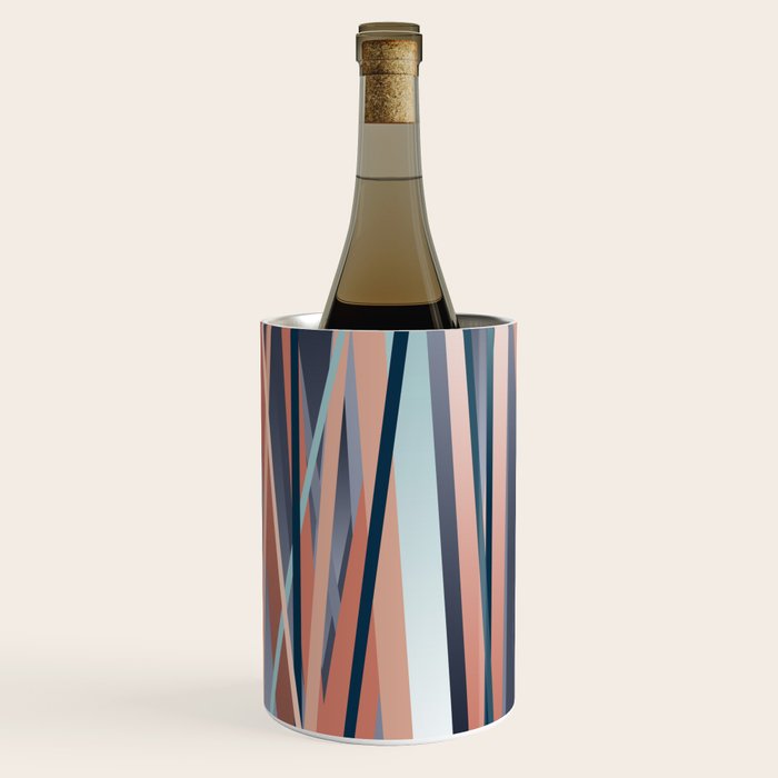 Stripes Abstract, Navy, Teal, Coral Pink Wine Chiller Gallery Image 1
