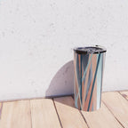 Stripes Abstract, Navy, Teal, Coral Pink Travel Mug Gallery Image 4