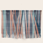 Stripes Abstract, Navy, Teal, Coral Pink Wall Hanging Gallery Image 1