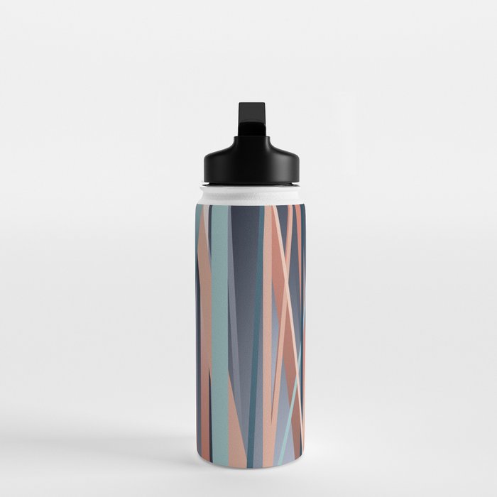 Stripes Abstract, Navy, Teal, Coral Pink Water Bottle Gallery Image 3