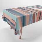 Stripes Abstract, Navy, Teal, Coral Pink Tablecloth Gallery Image 1