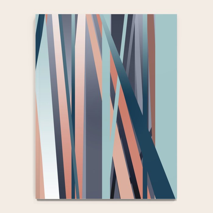 Stripes Abstract, Navy, Teal, Coral Pink Notebook Gallery Image 4