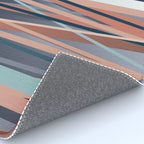 Stripes Abstract, Navy, Teal, Coral Pink Rug Gallery Image 4