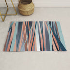 Stripes Abstract, Navy, Teal, Coral Pink Rug Gallery Image 1