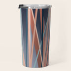 Stripes Abstract, Navy, Teal, Coral Pink Travel Mug Gallery Image 3