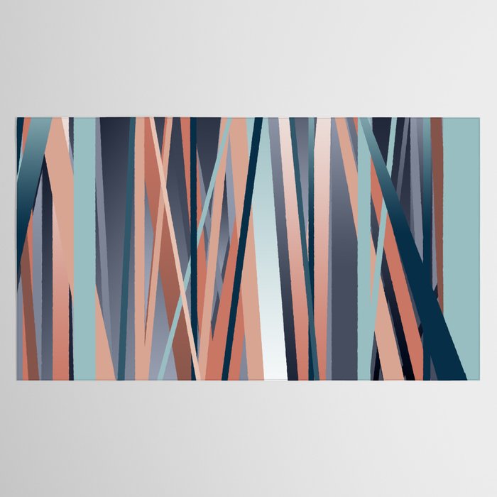 Stripes Abstract, Navy, Teal, Coral Pink Tablecloth Gallery Image 2