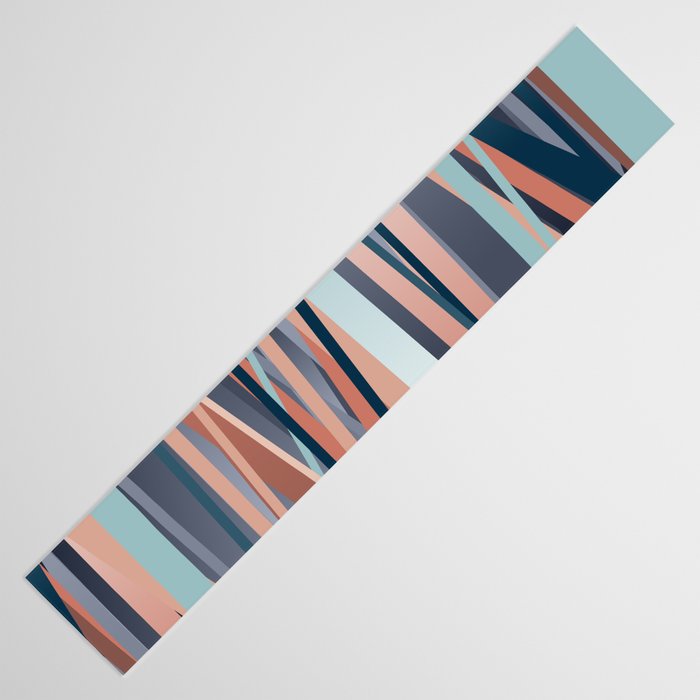 Stripes Abstract, Navy, Teal, Coral Pink Table Runner Gallery Image 3