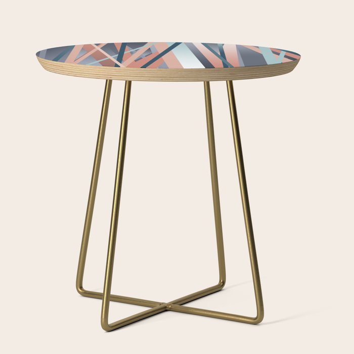 Stripes Abstract, Navy, Teal, Coral Pink Side Table Gallery Image 1