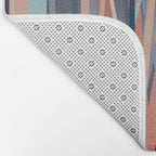 Stripes Abstract, Navy, Teal, Coral Pink Bath Mat Gallery Image 2
