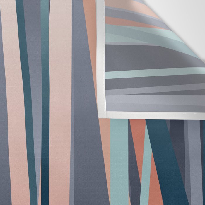 Stripes Abstract, Navy, Teal, Coral Pink Wall Tapestry Gallery Image 3