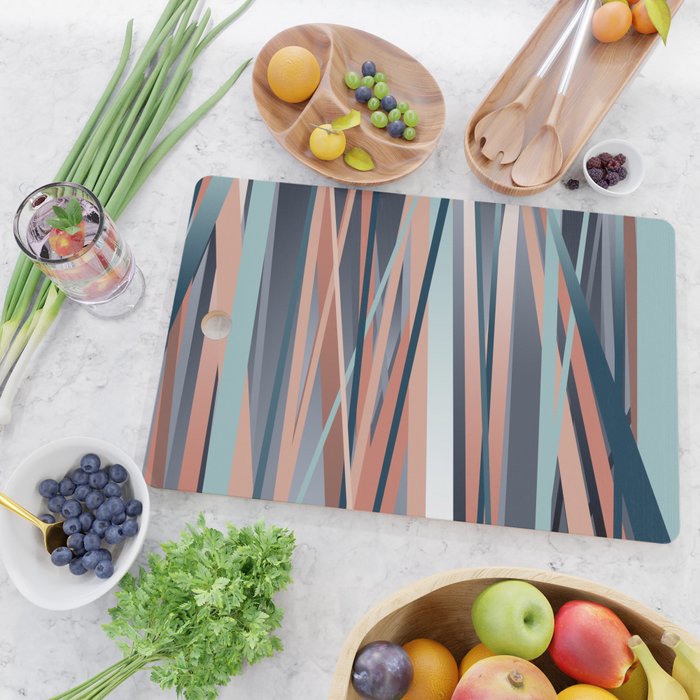 Stripes Abstract, Navy, Teal, Coral Pink Cutting Board Gallery Image 2