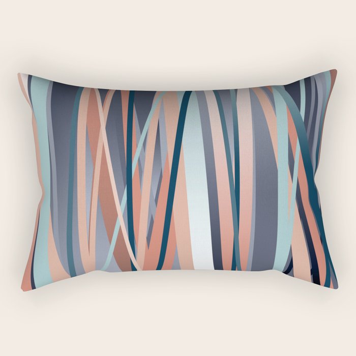 Stripes Abstract, Navy, Teal, Coral Pink Rectangular Pillow Gallery Image 1