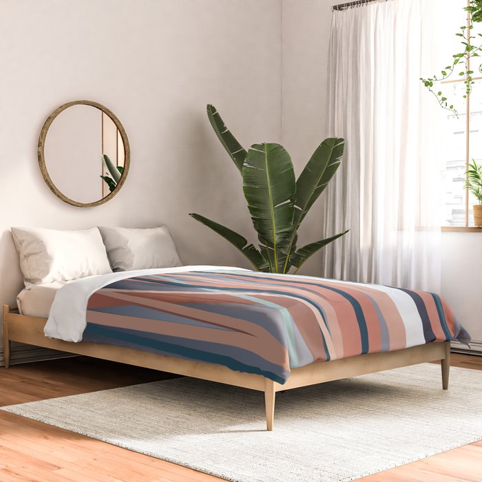 Stripes Abstract, Navy, Teal, Coral Pink Comforter Gallery Image 2