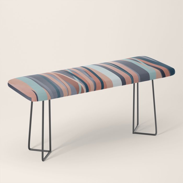 Stripes Abstract, Navy, Teal, Coral Pink Bench Gallery Image 1