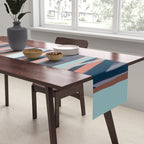 Stripes Abstract, Navy, Teal, Coral Pink Table Runner Gallery Image 2