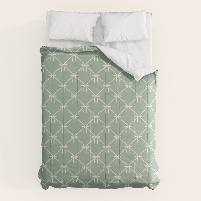 Bows & Ribbons Pattern XXVII Sage Green Comforter Gallery Image 1