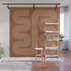 Geometric Lines in Terracotta and Beige 76 (Mid century Midern Rainbow Abstract) Wall Mural Gallery Image 1
