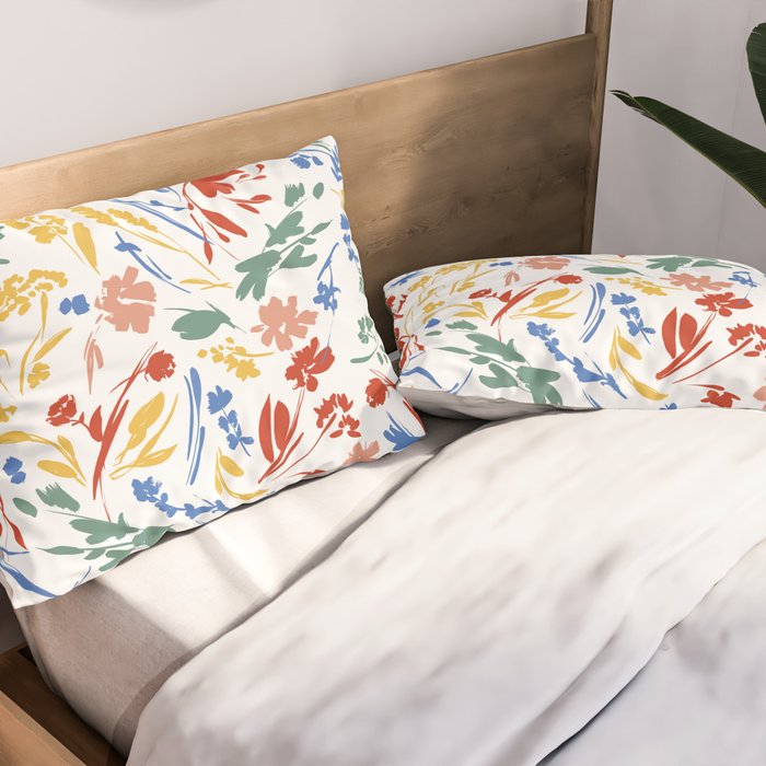 Wild colorful flowery meadow Pillow Sham Gallery Image 2