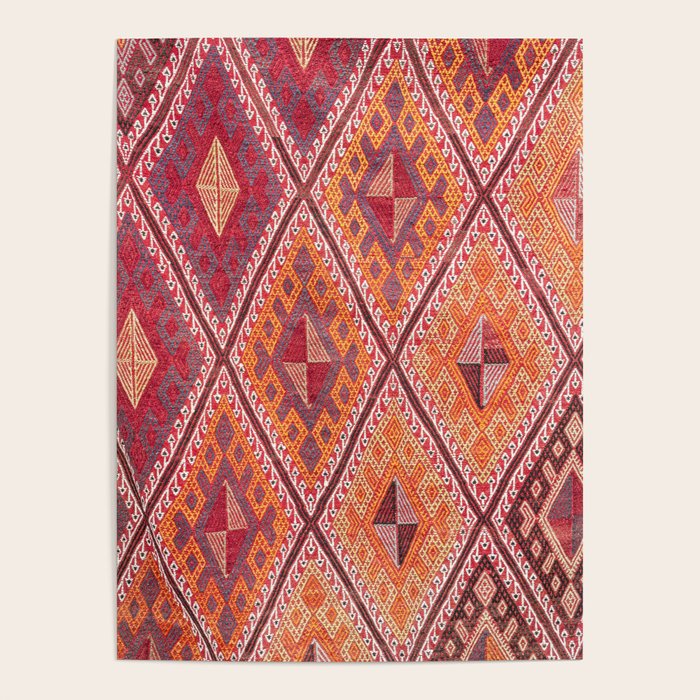 Woven Carpet | Red and Orange Oriental Design Print | Colors of Cappadocia Poster Gallery Image 4