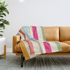 Retro French Rainbow Stripes Throw Blanket Gallery Image 1