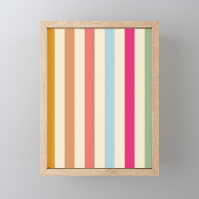 Retro French Rainbow Stripes Mini Art Print Gallery Image 1