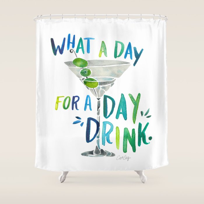 What a Day for a Day Drink - Blue & Green Palette Shower Curtain Gallery Image 1